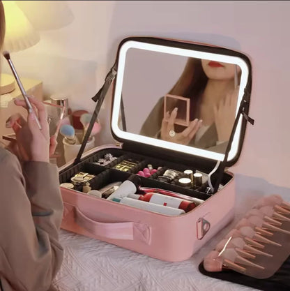 Maletin de Maquillaje Portatil con espejo LED 💖