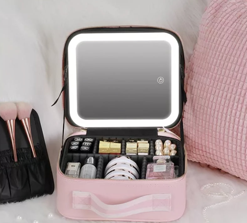 Maletin de Maquillaje Portatil con espejo LED 💖